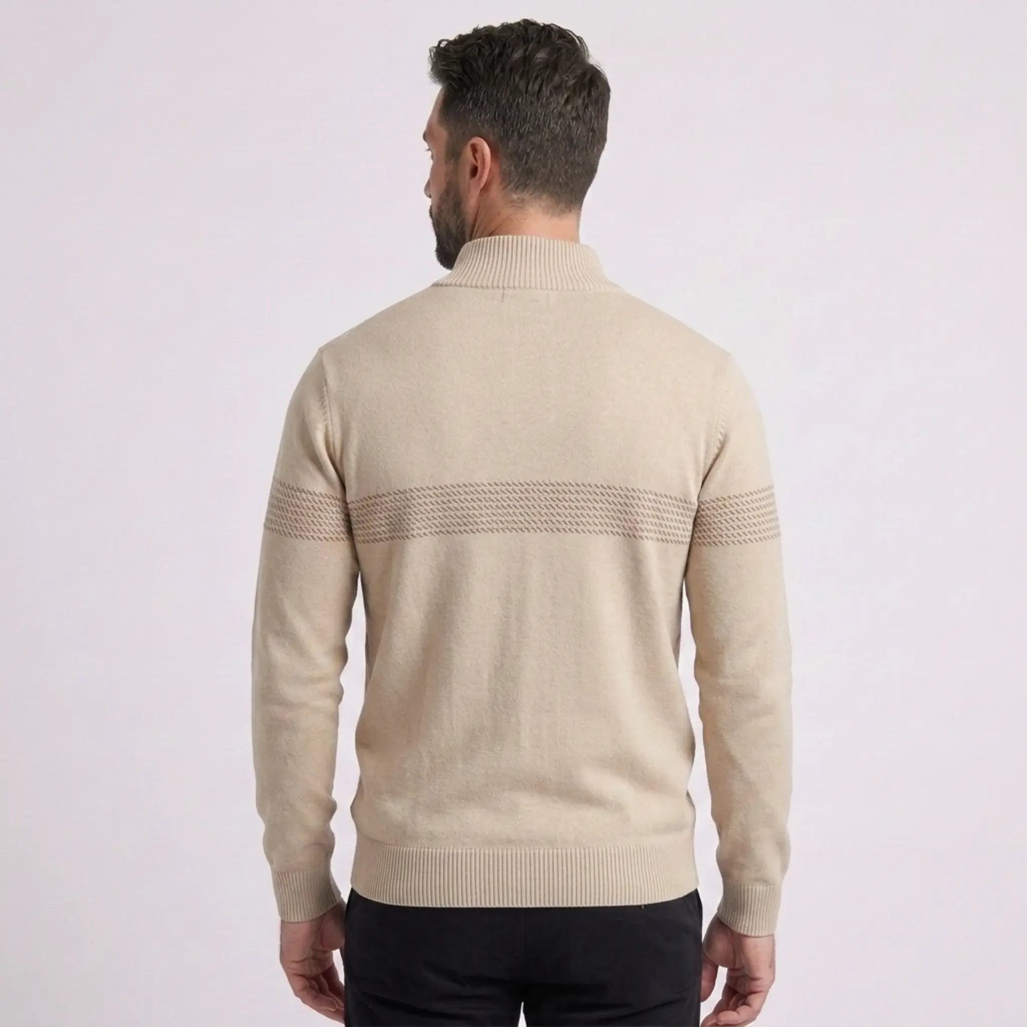 Herren Half Zip Pullover mit Streifen und Stehkragen