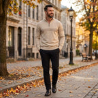 Herren Half Zip Pullover mit Streifen und Stehkragen