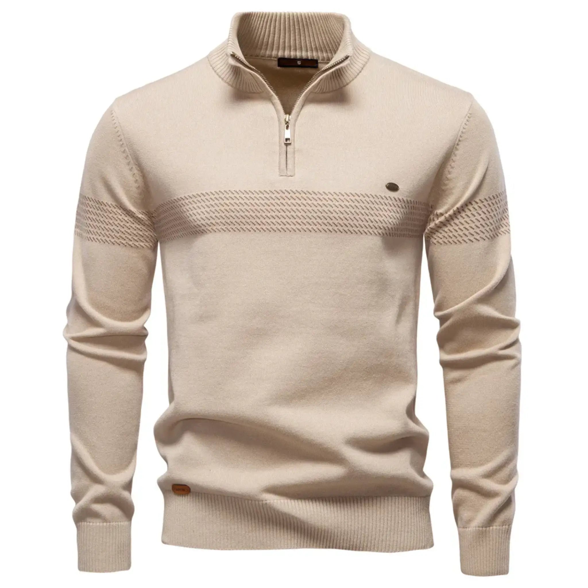 Herren Half Zip Pullover mit Streifen und Stehkragen