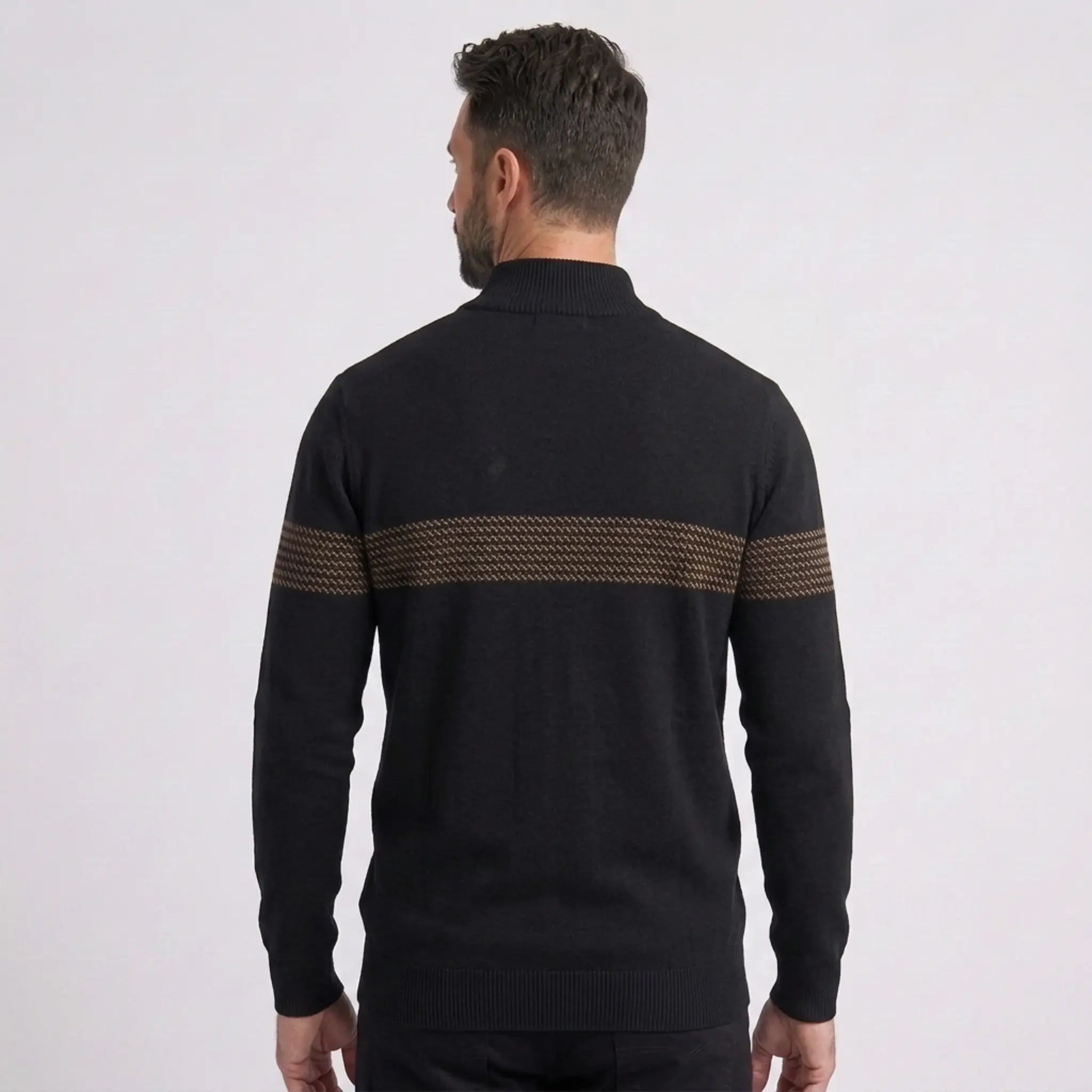 Herren Half Zip Pullover mit Streifen und Stehkragen