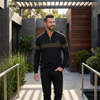 Herren Half Zip Pullover mit Streifen und Stehkragen