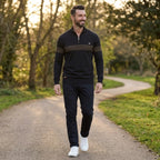 Herren Half Zip Pullover mit Streifen und Stehkragen
