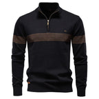 Herren Half Zip Pullover mit Streifen und Stehkragen