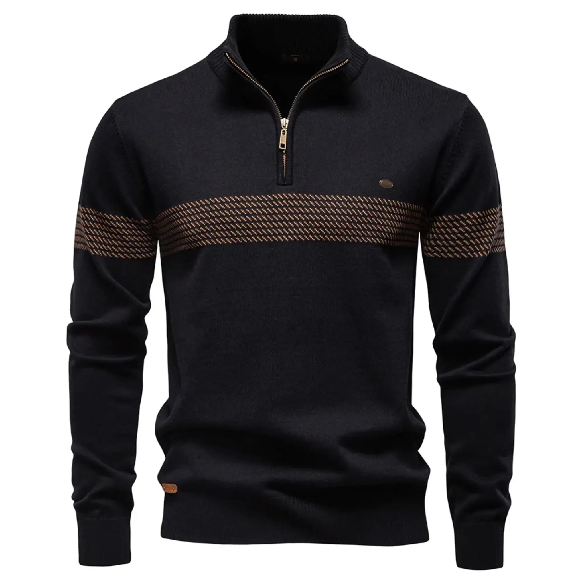 Herren Half Zip Pullover mit Streifen und Stehkragen