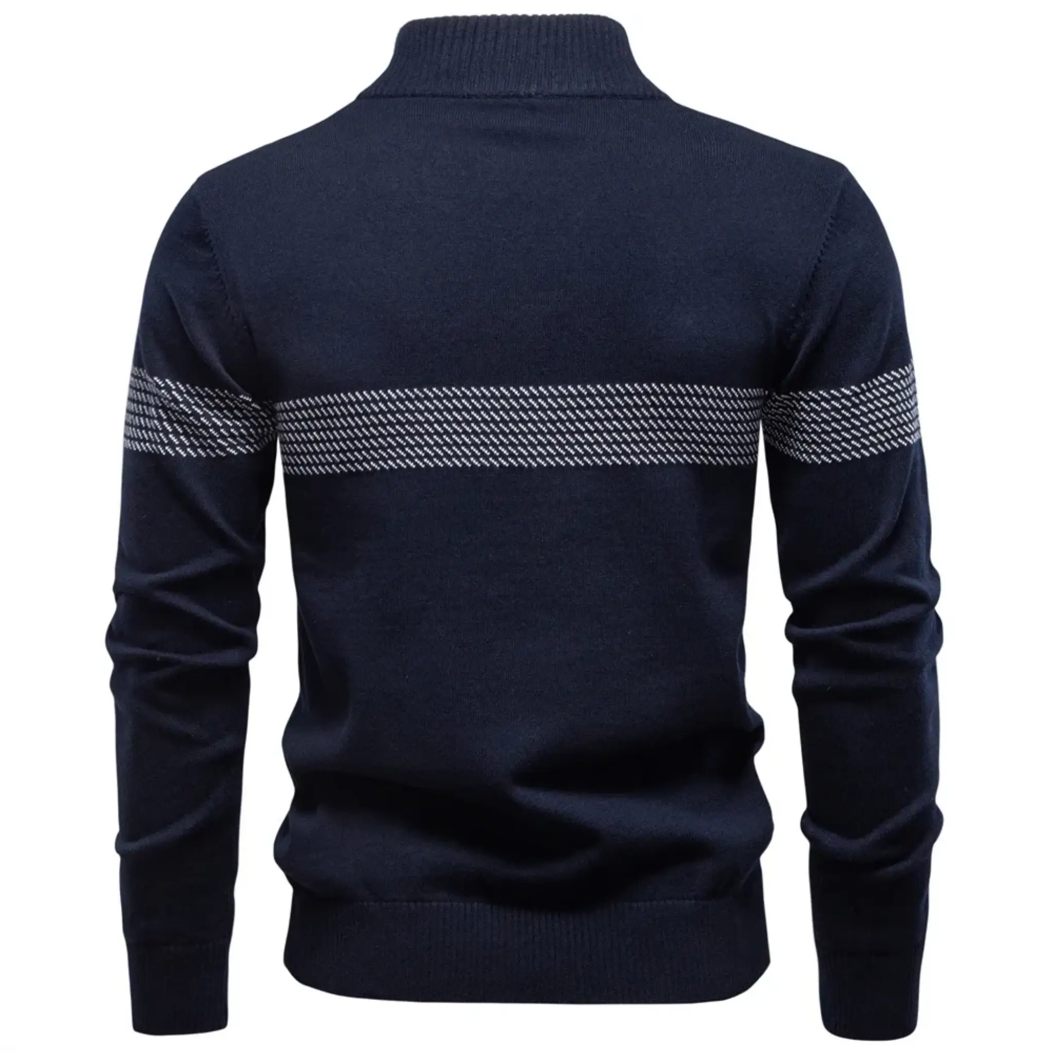 Herren Half Zip Pullover mit Streifen und Stehkragen