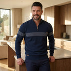 Herren Half Zip Pullover mit Streifen und Stehkragen