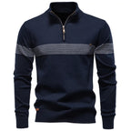 Herren Half Zip Pullover mit Streifen und Stehkragen