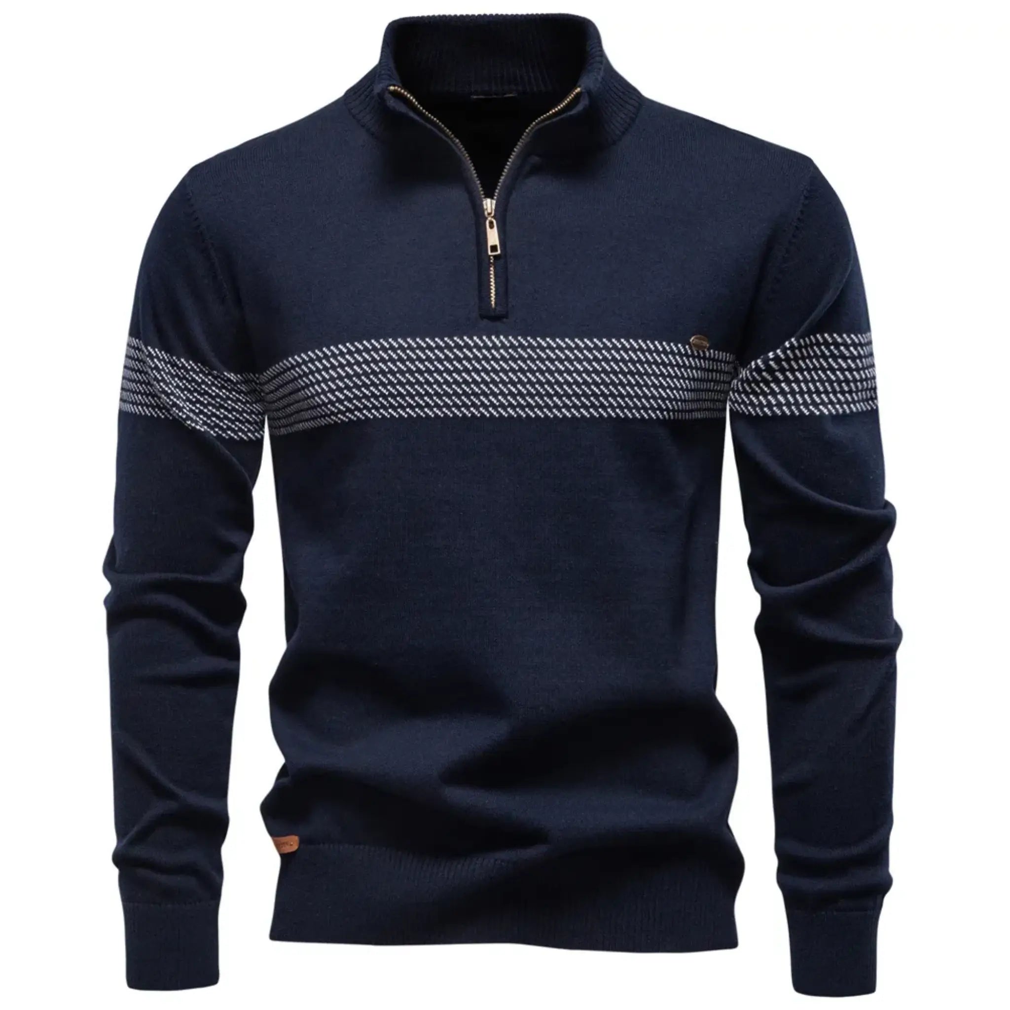 Herren Half Zip Pullover mit Streifen und Stehkragen