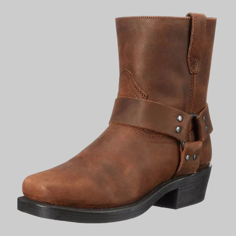 Mathias | Vintage Leren Westerse Herenlaarzen in de kleur Zwart voor heren in stijl ideaal voor de herfst.