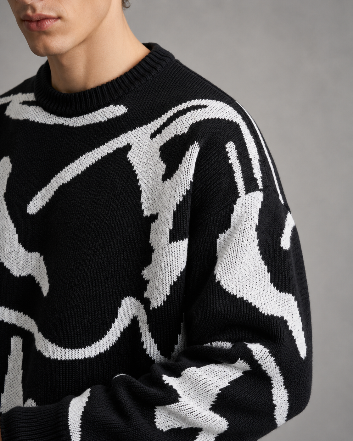 Herren Strickpullover mit abstraktem Muster
