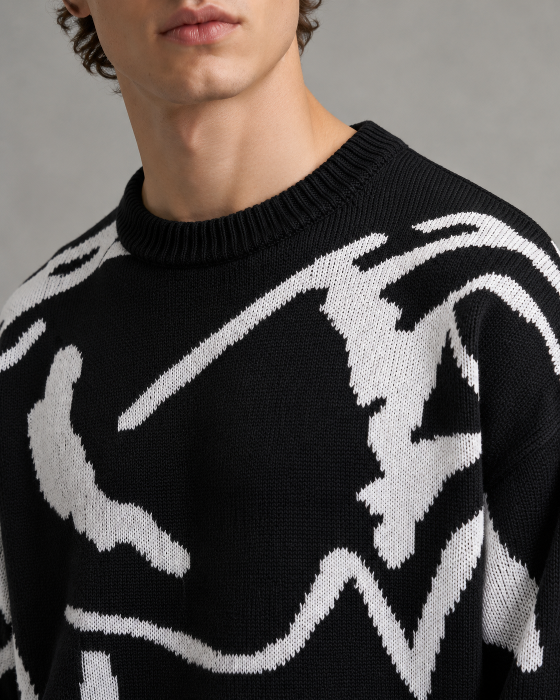 Herren Strickpullover mit abstraktem Muster