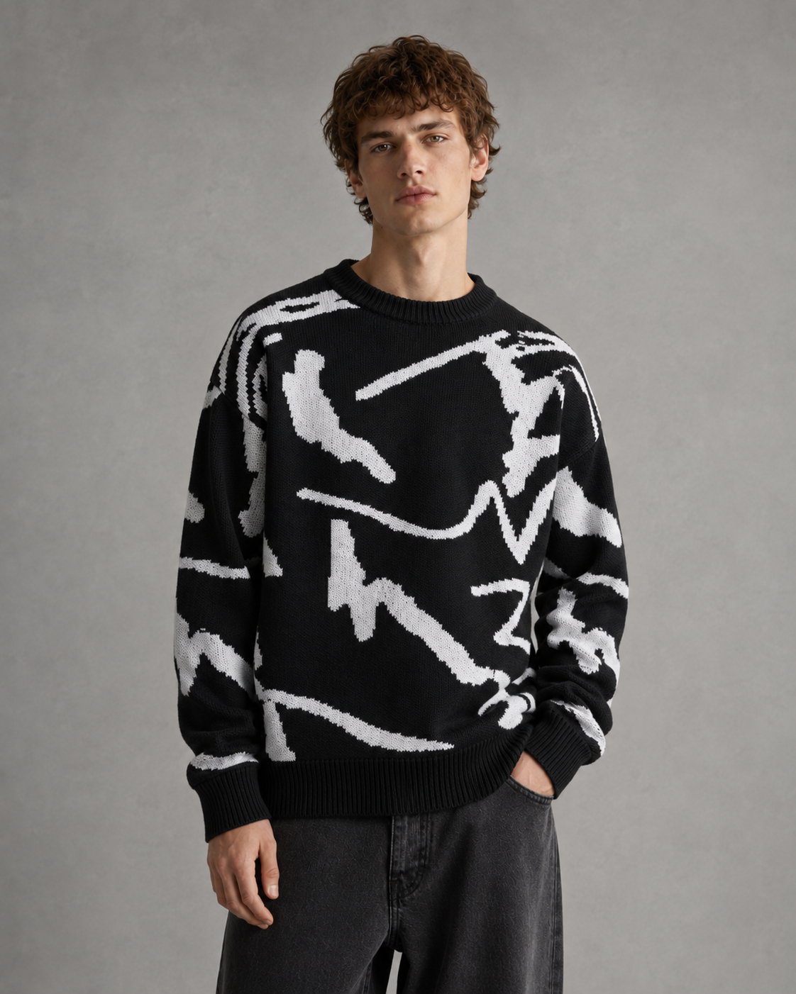 Herren Strickpullover mit abstraktem Muster