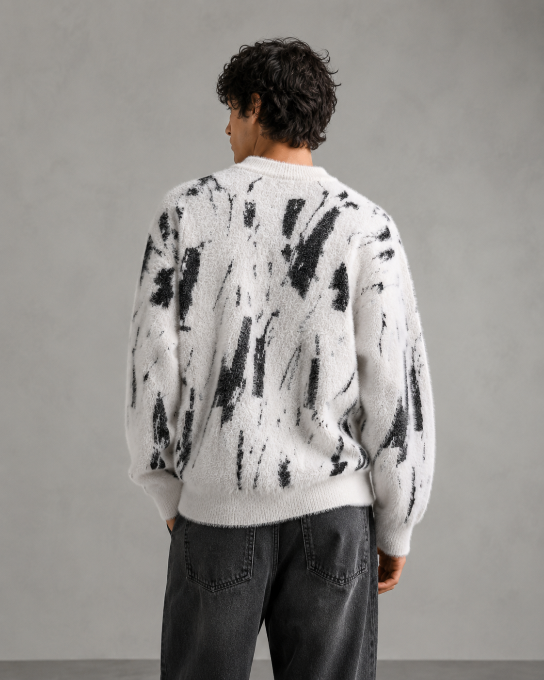 Herren Strickpullover mit abstraktem Muster – Loose Fit