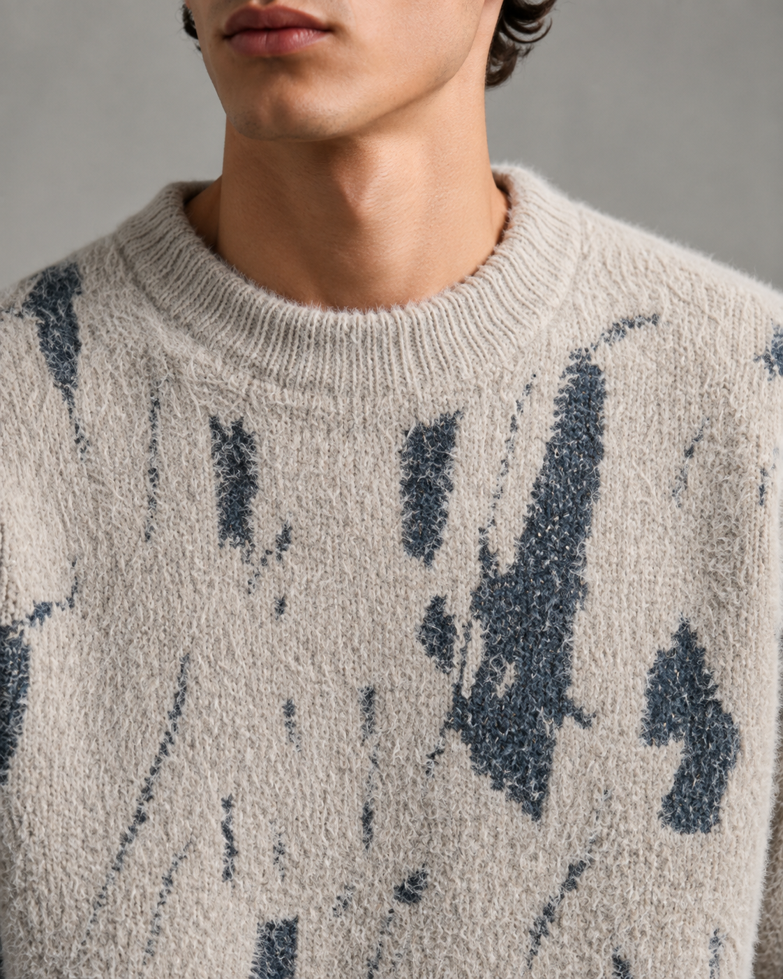 Herren Strickpullover mit abstraktem Muster – Loose Fit