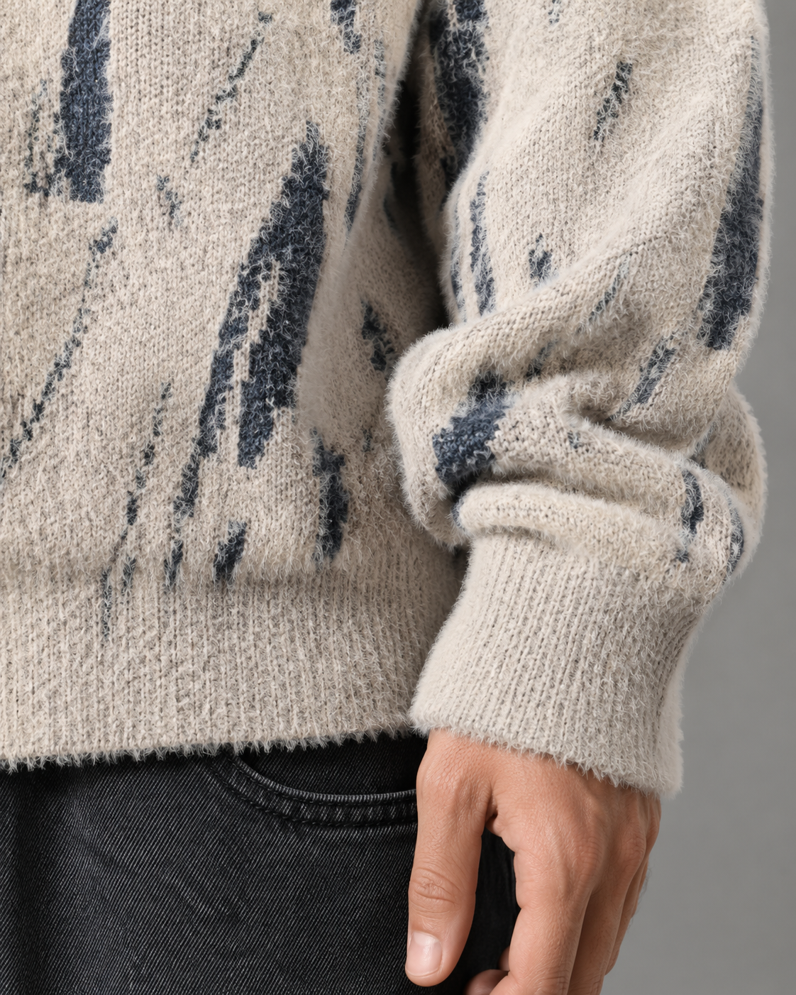 Herren Strickpullover mit abstraktem Muster – Loose Fit