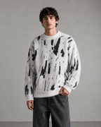 Herren Strickpullover mit abstraktem Muster – Loose Fit