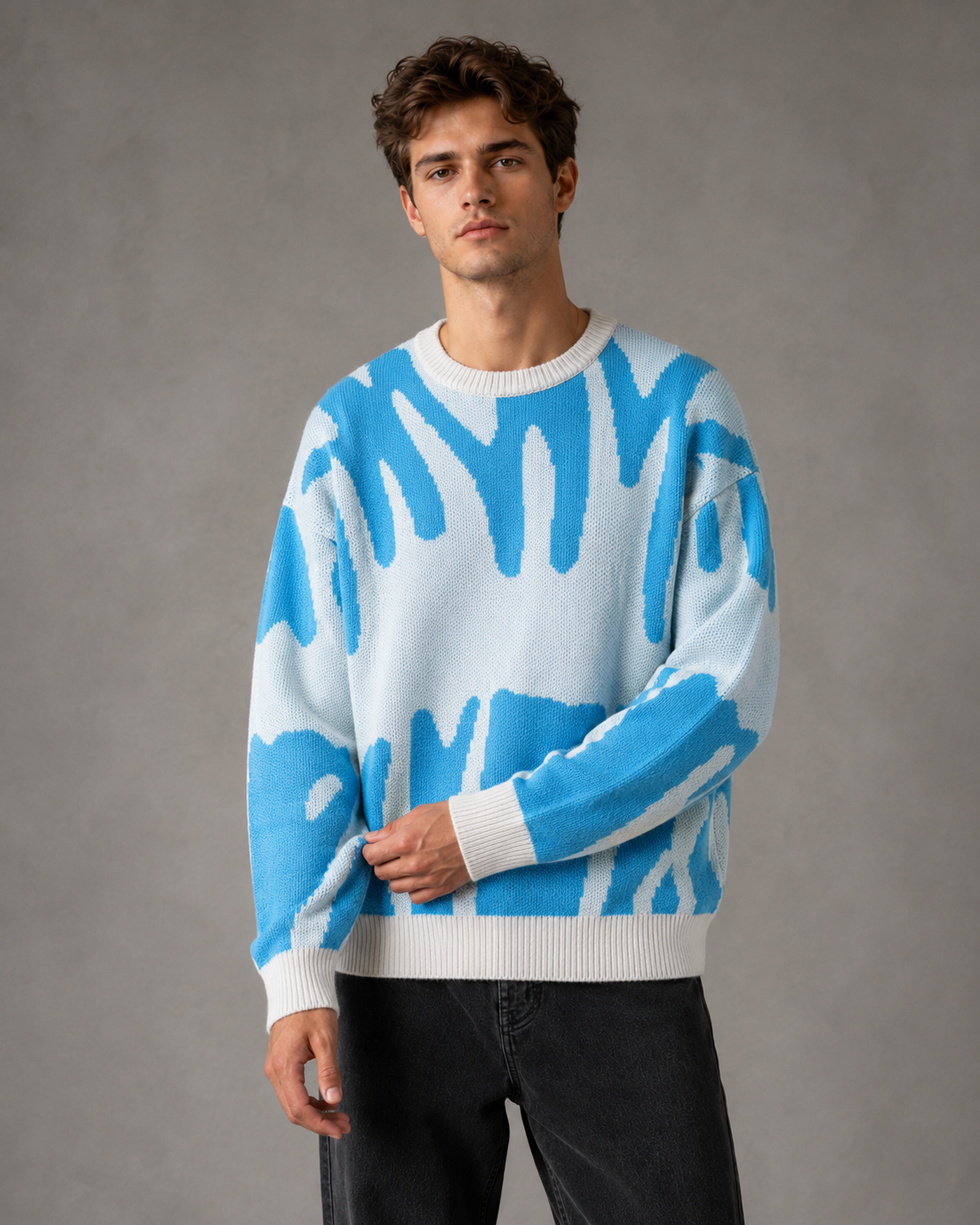 Herren Strickpullover mit Grafik und Loose Fit