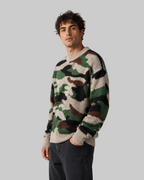 Herren-Strickpullover mit Camouflage-Muster und Rundhalsausschnitt