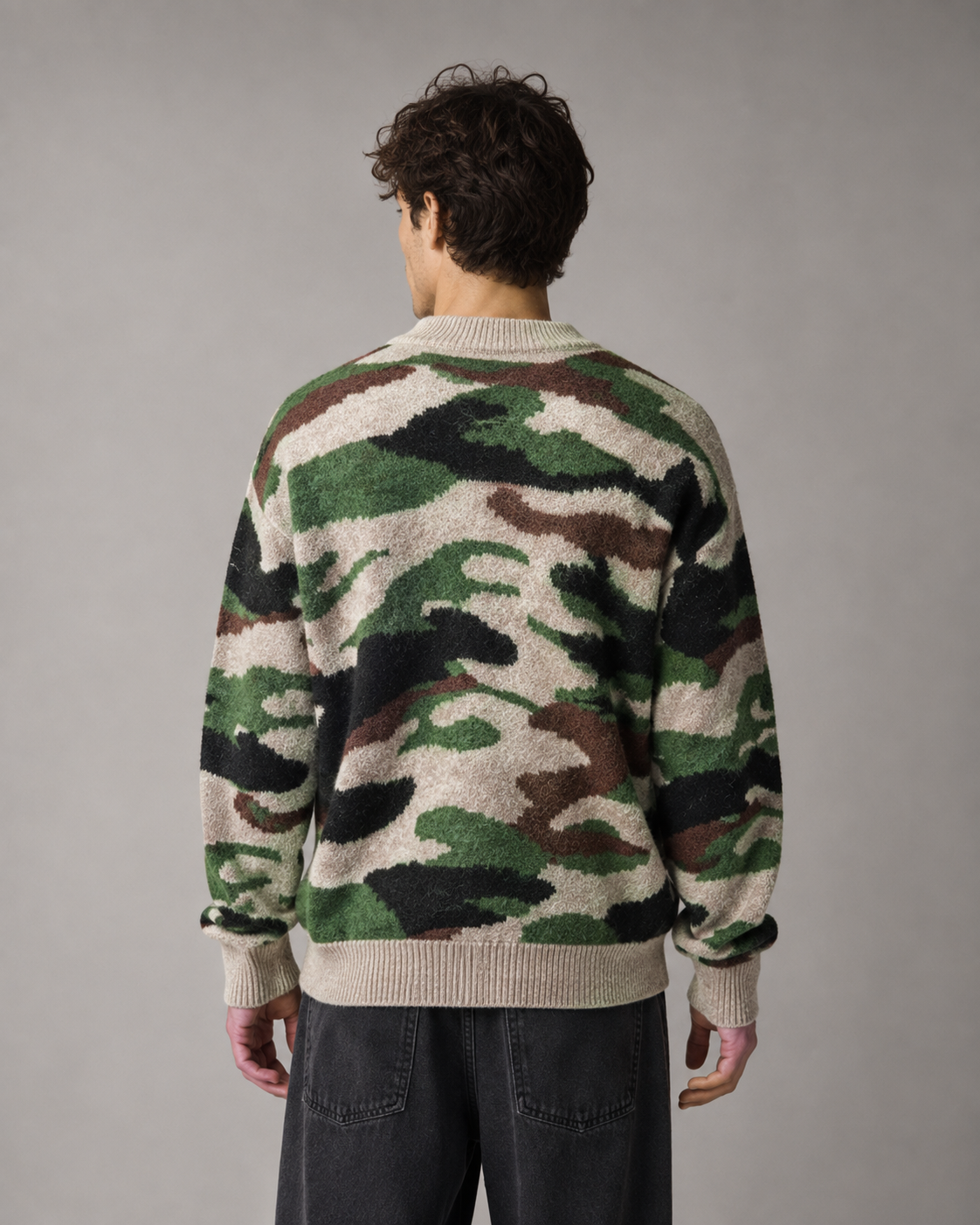 Herren Strickpullover mit Camouflage-Muster