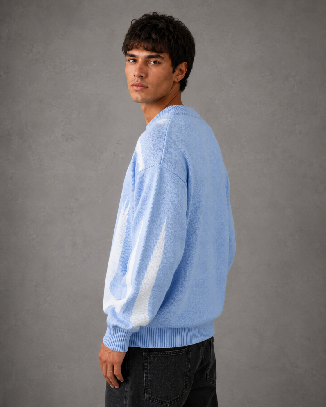 Herren Strickpullover mit Grafik – Loose Fit und Rundhalsausschnitt