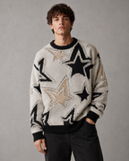 Herren-Strickpullover mit strukturiertem Sternenmuster in der Gesamtansicht
