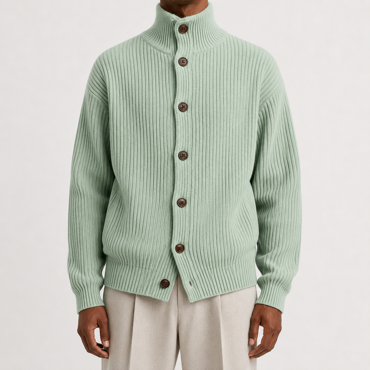 Herren Rollkragen-Strickjacke
