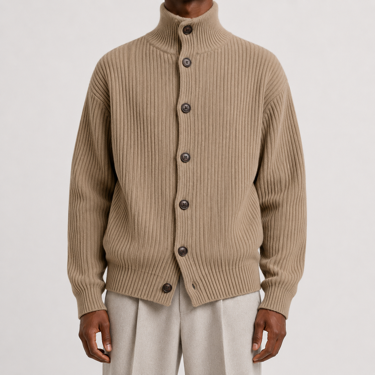 Herren Rollkragen-Strickjacke