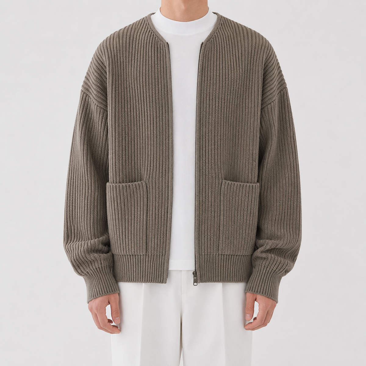 Herren Strickjacke mit Stehkragen
