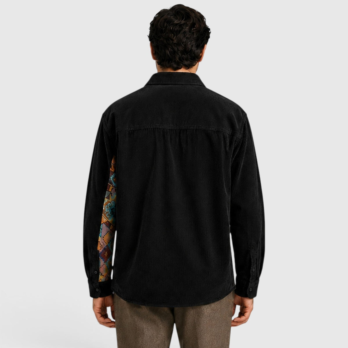 Herren Cord Strickjacke mit Patchwork Design