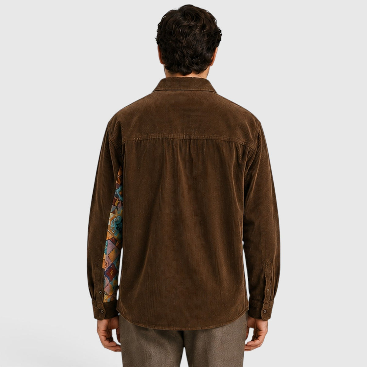 Herren Cord Strickjacke mit Patchwork Design