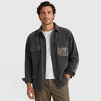 Cardigan en velours côtelé pour homme avec design patchwork