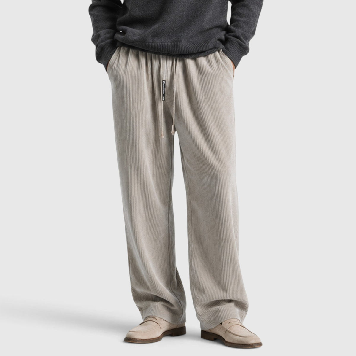 Herren Cordhose Wide Leg mit Elastischem Bund