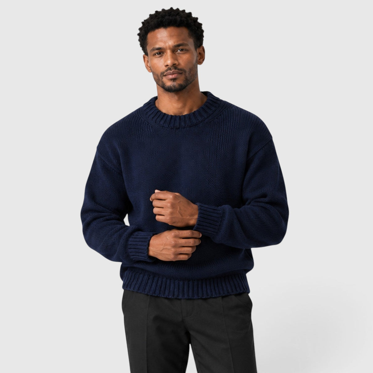 Herren-Strickpullover mit Rundhalsausschnitt