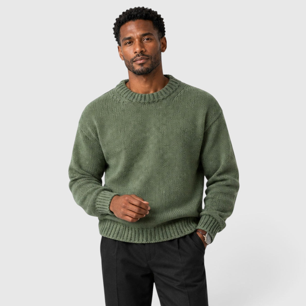 Herren-Strickpullover mit Rundhalsausschnitt