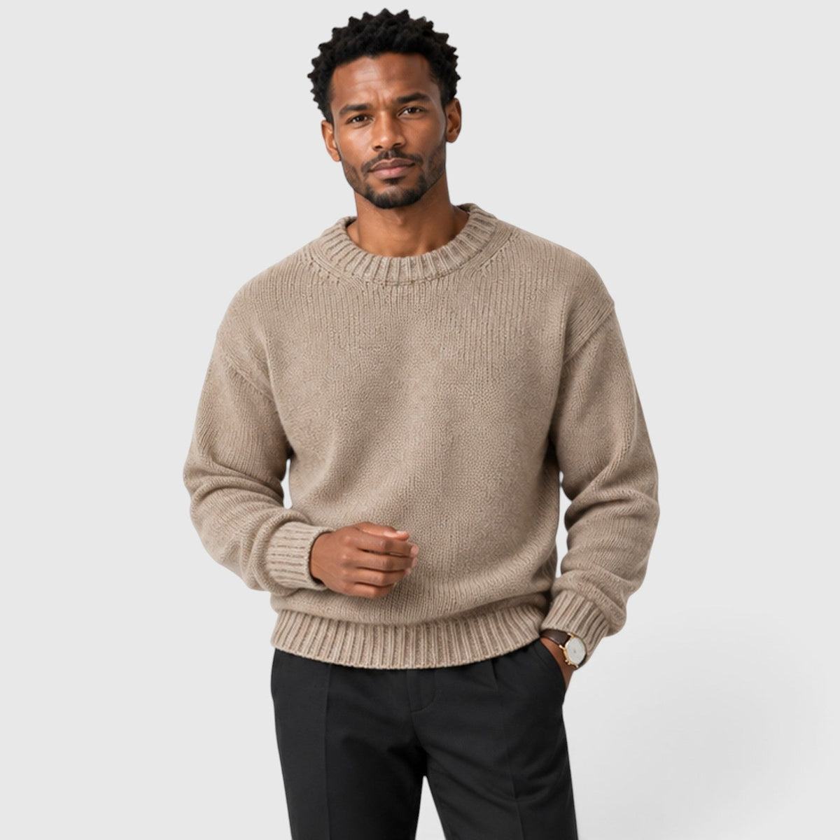 Herren-Strickpullover mit Rundhalsausschnitt