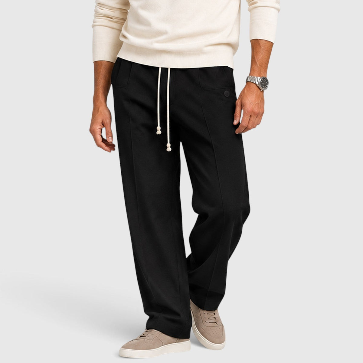 Herren Wide Leg Hose mit Kordelzug