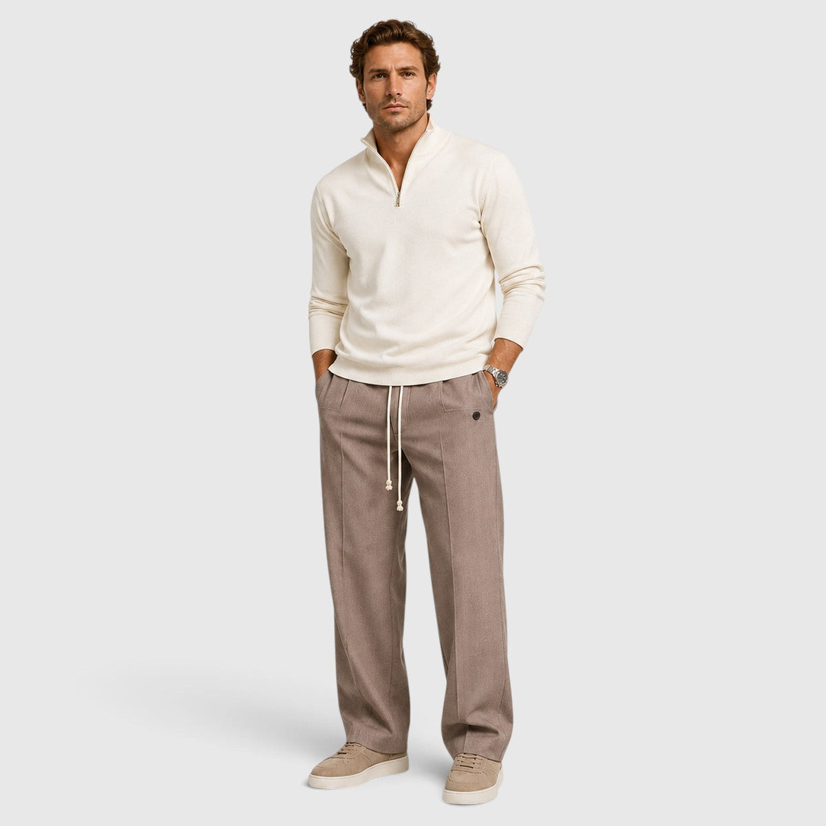 Herren Wide Leg Hose mit Kordelzug