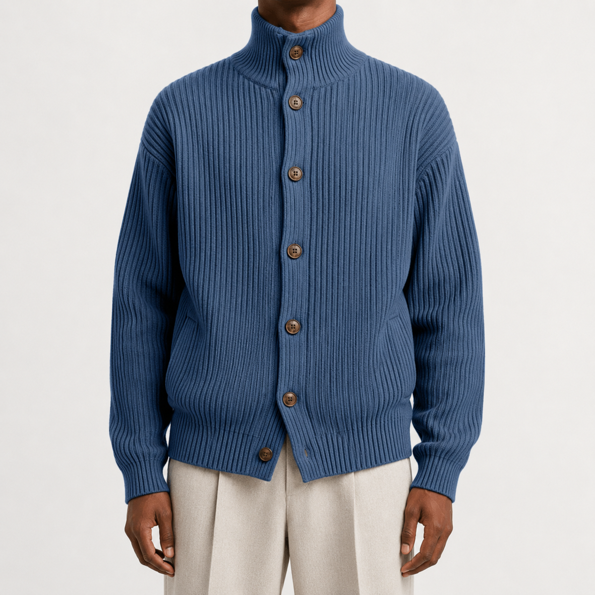 Herren Rollkragen-Strickjacke