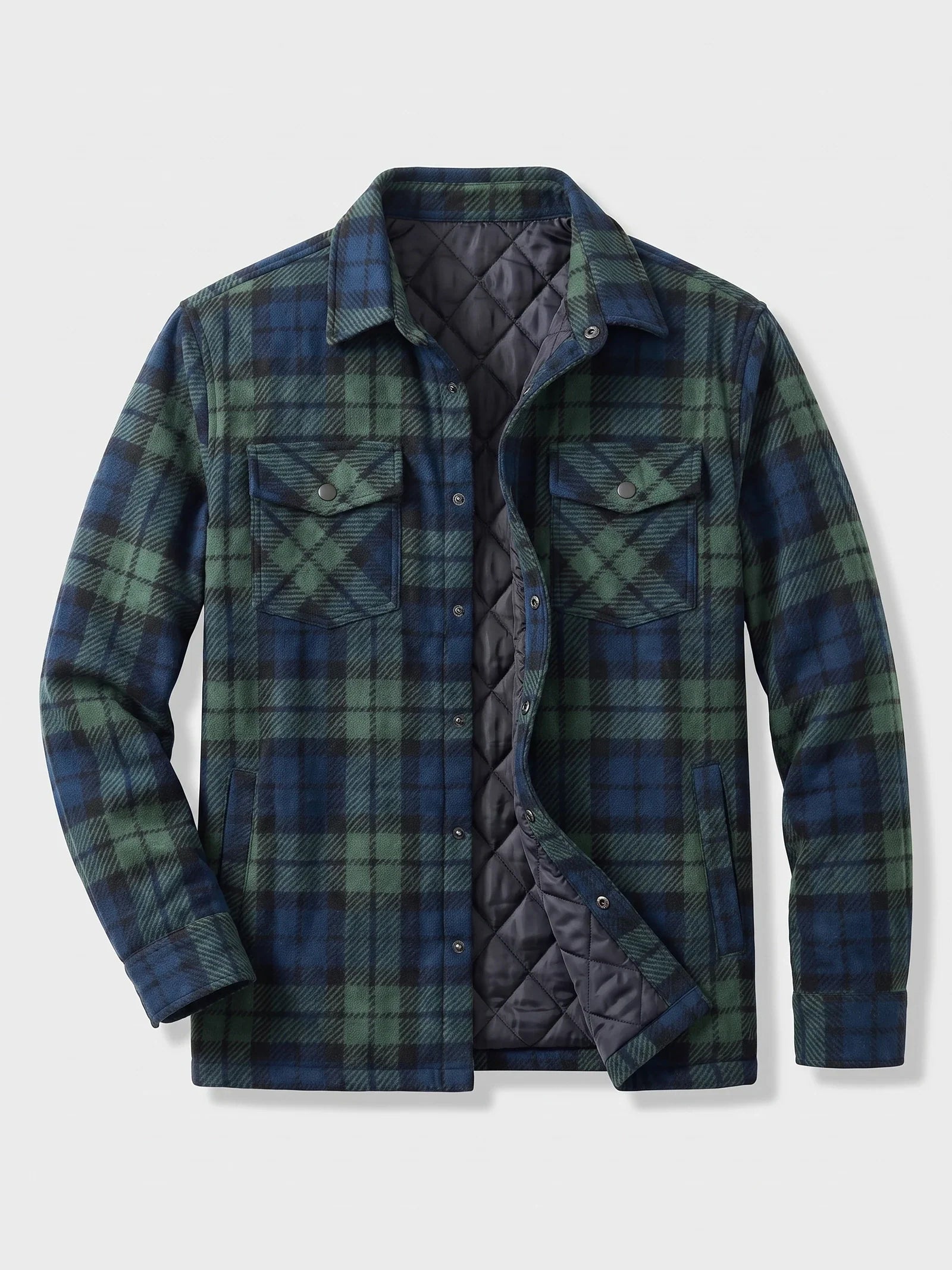 Herren Flanelljacke mit Karomuster und Steppfutter