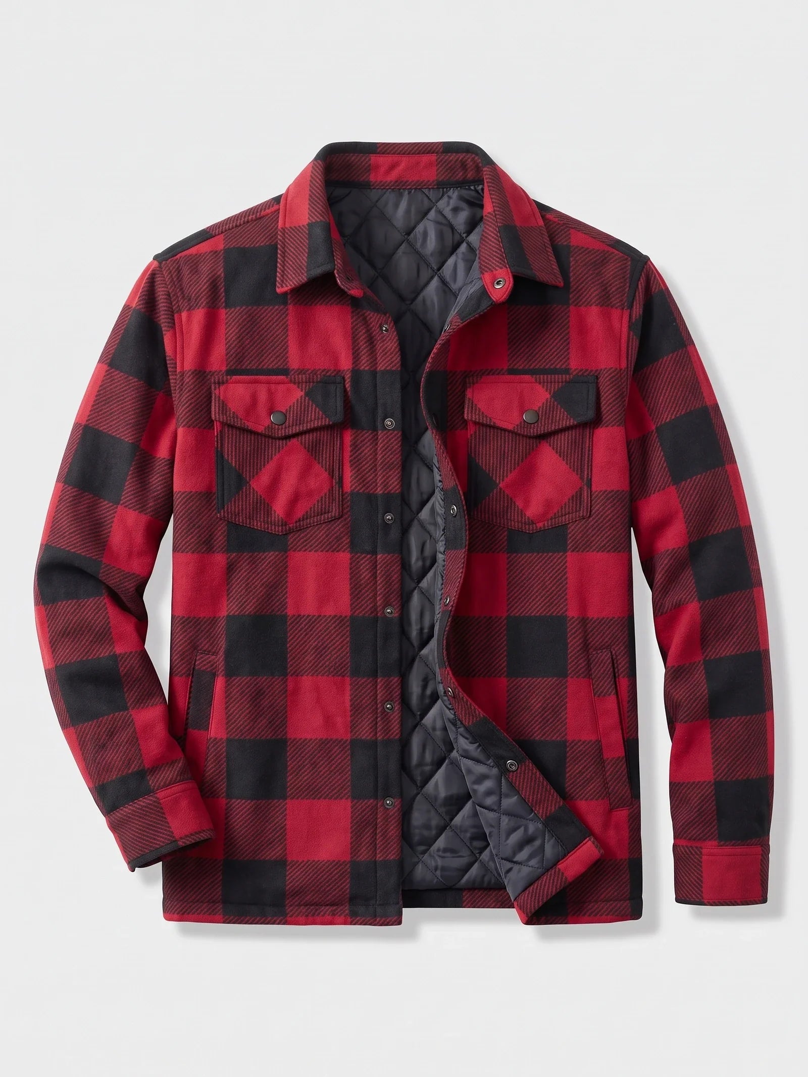Herren Flanelljacke mit Karomuster und Steppfutter