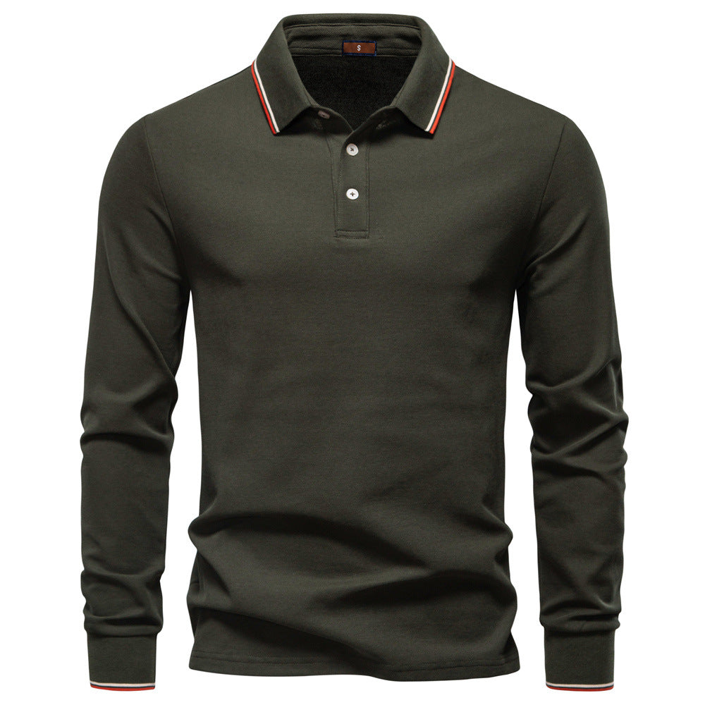 Herren Langarm Poloshirt mit Kontrastkragen