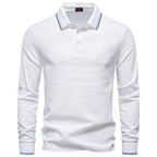 Heren poloshirt met lange mouwen en contrasterende kraag