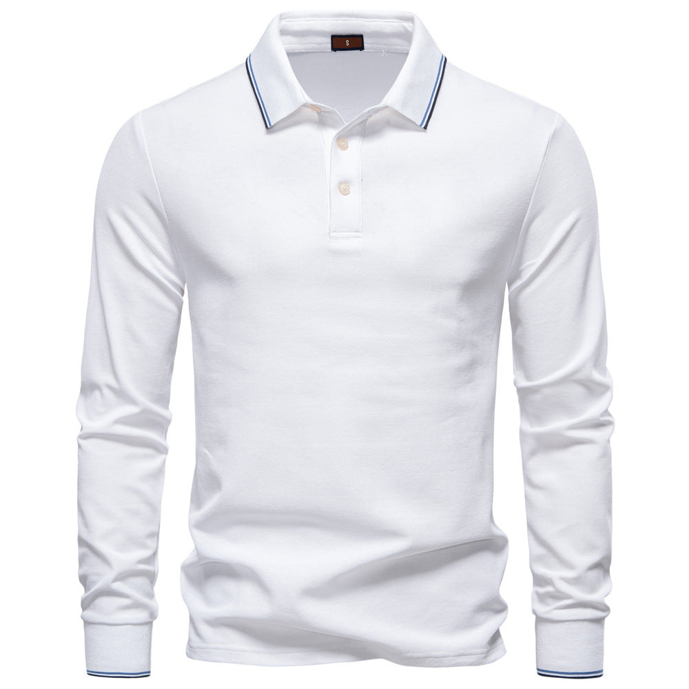 Herren Langarm Poloshirt mit Kontrastkragen