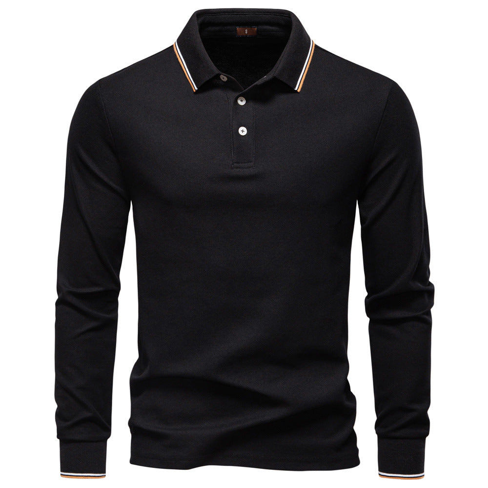Herren Langarm Poloshirt mit Kontrastkragen