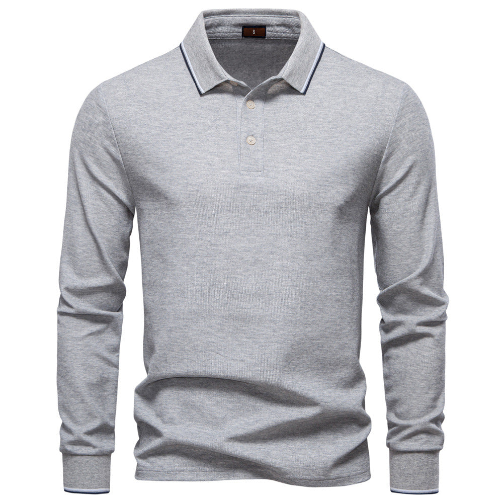 Herren Langarm Poloshirt mit Kontrastkragen