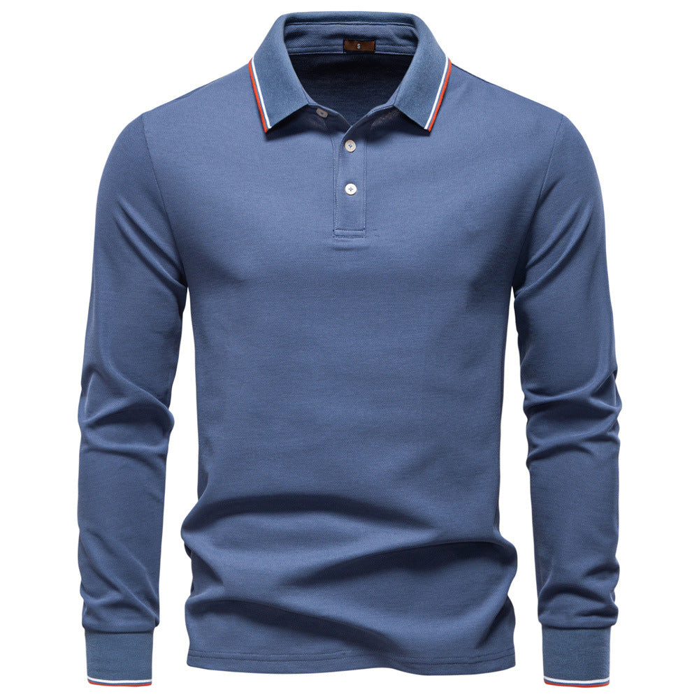 Herren Langarm Poloshirt mit Kontrastkragen