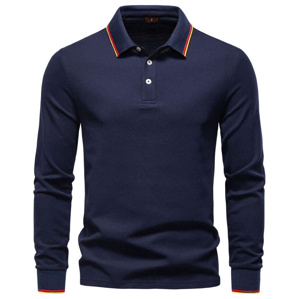 Herren Langarm Poloshirt mit Kontrastkragen