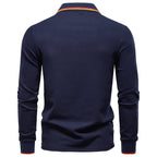 Heren poloshirt met lange mouwen en contrasterende kraag