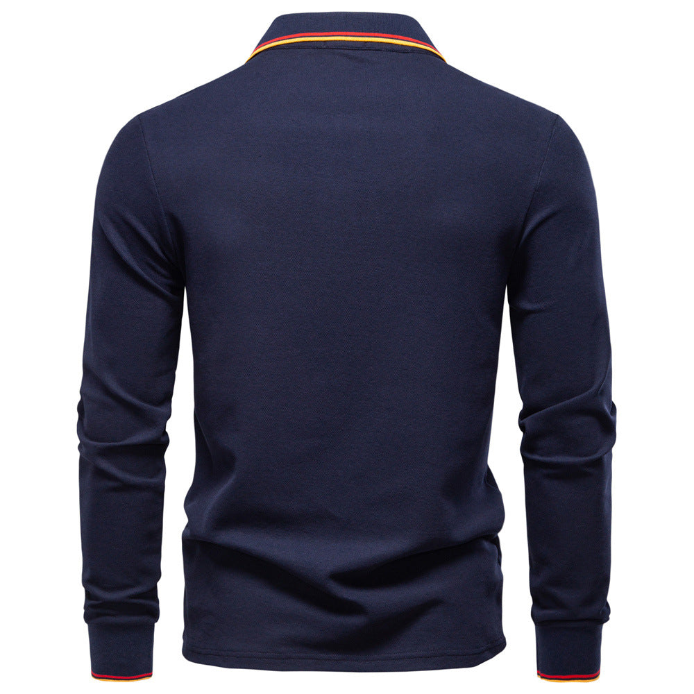 Herren Langarm Poloshirt mit Kontrastkragen