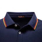 Heren poloshirt met lange mouwen en contrasterende kraag